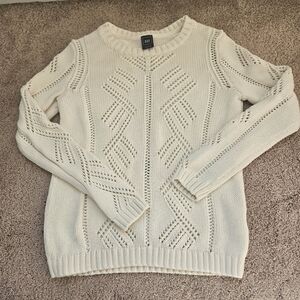 GAP Sweater Pointelle Snow Cap White womens Small Long Sleeve Festival Boho